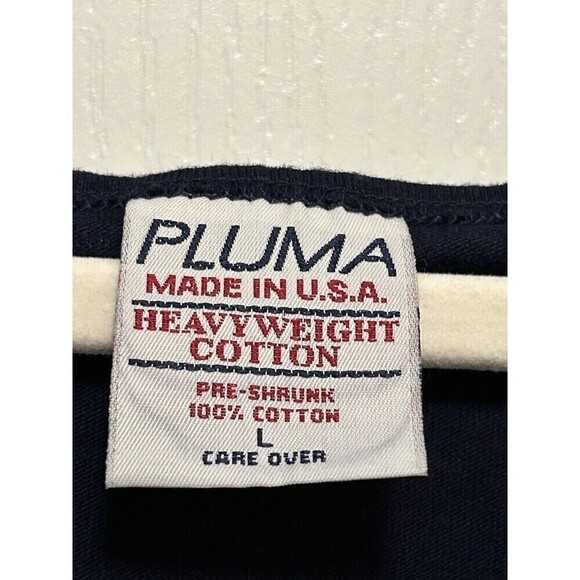 Vintage 90s Pluma Heavyweight Cotton USA Tank Muscle Tee Bodybuilder Navy Mens L - Picture 3 of 14
